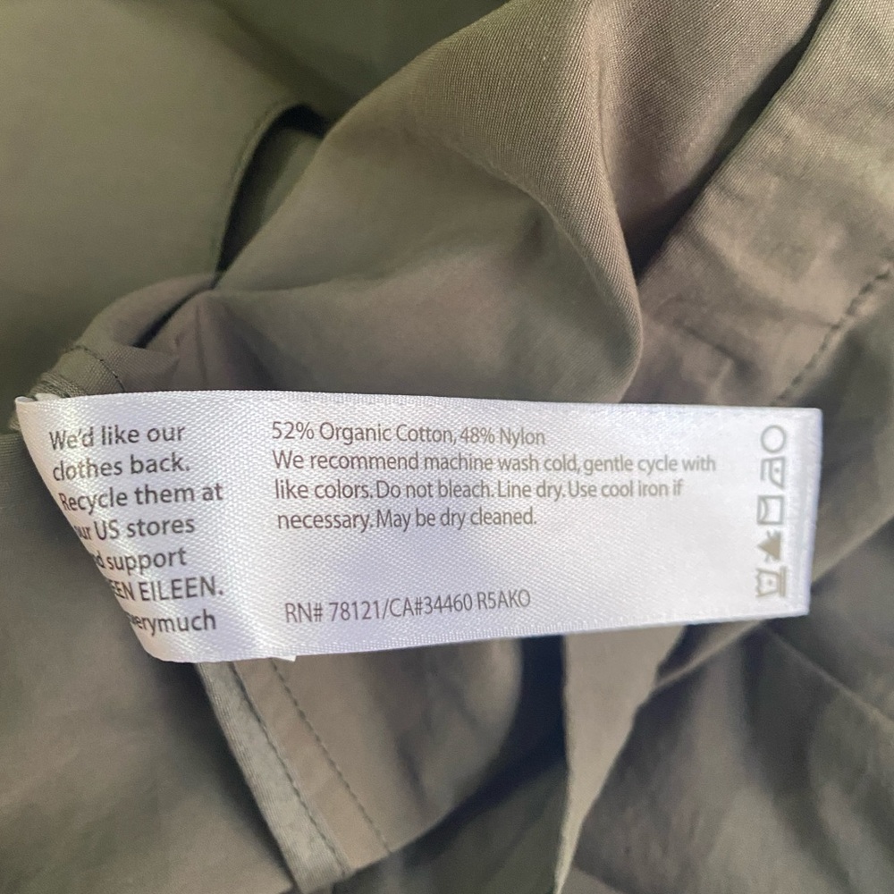 EILEEN FISHER Gray Organic Cotton/Nylon Hooded Longline Windbreaker Jacket SP - Picture 4 of 6